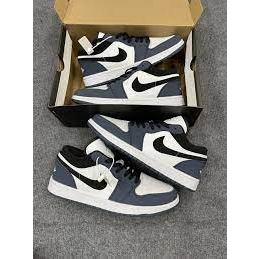 Giày thể thao Jordan xanh Navy cổ thấp, giày sneaker JD1 low xanh tím than navi nam nữ đầy đủ Bill Box tặng kèm dây