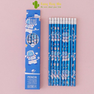 Hộp 10 bút chì 2b, sét 10 bút chì hp cho bé xương rồng nhỏ