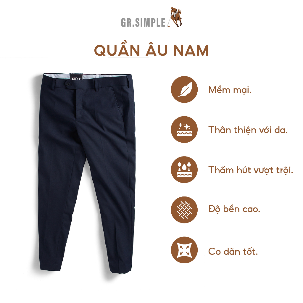 Quần Âu Nam Công Sở  GRSIMPLE Quần Tây Nam, Dáng Ôm, Đứng Phom, Lịch Lãm, Co Giãn Nhẹ