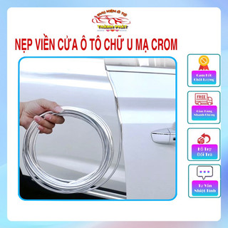 [CUỘN 15 MÉT] Nẹp Viền Chữ U Mạ Crom Cao Cấp Màu Bạc - Nẹp viền trang trí ô tô, xe hơi