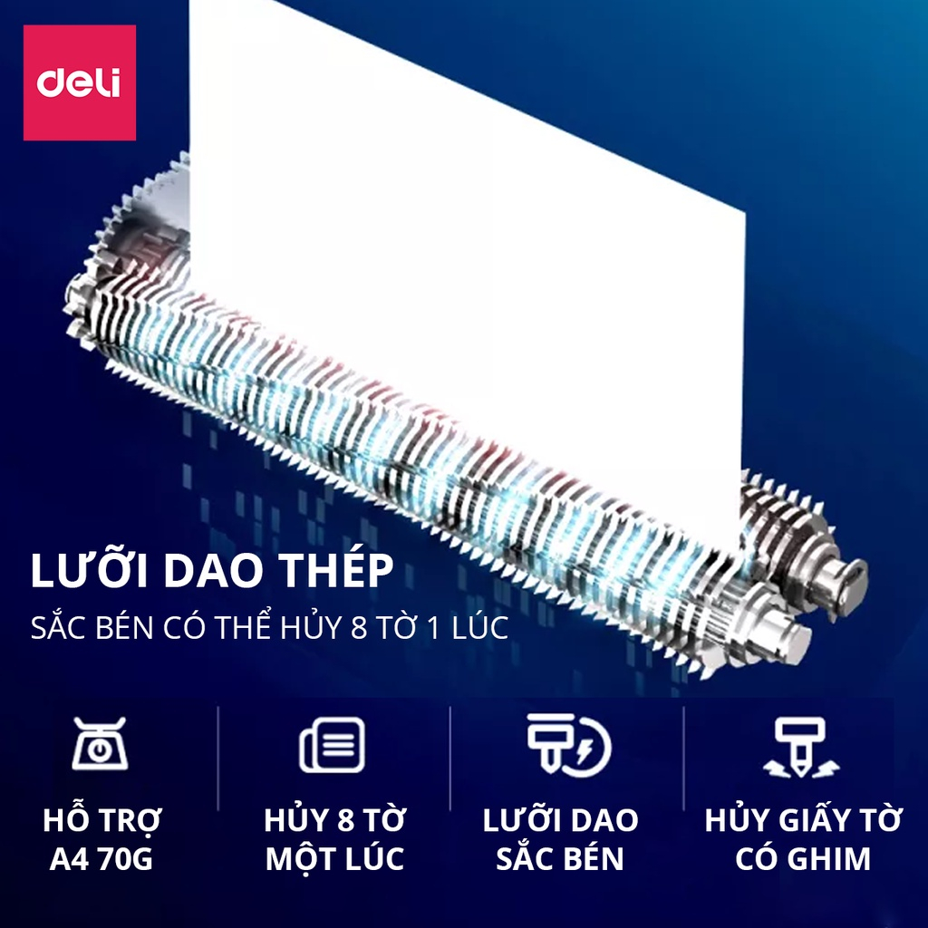 Máy Hủy Tài Liệu Deli Cao Cấp, Máy Hủy Giấy Tờ Card CD Cho Doanh Nghiệp, Văn Phòng, Nhà Trường Bảo Mật Thông Tin Dữ Liệu