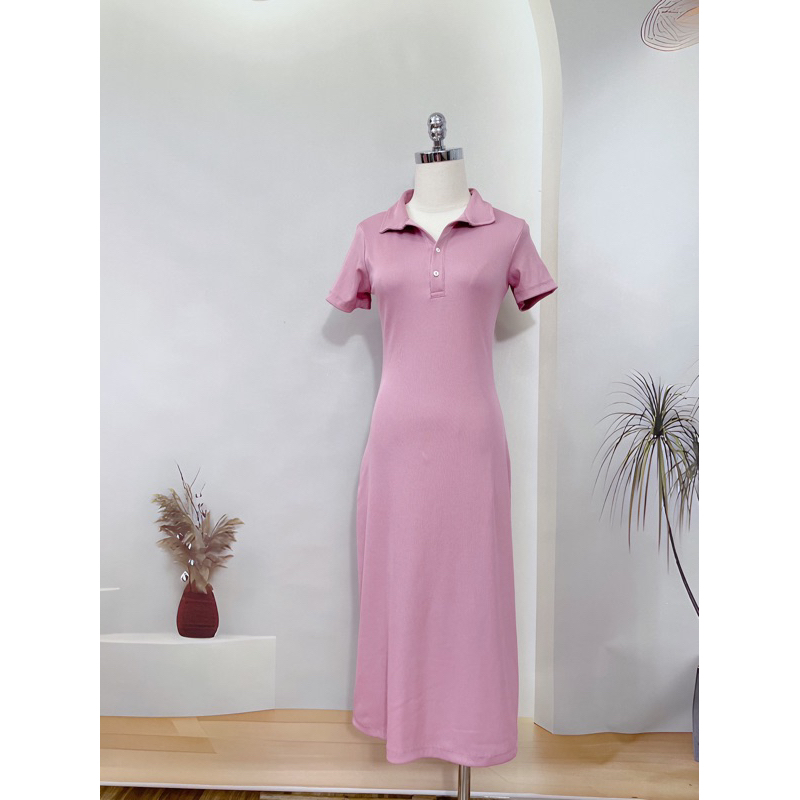 Váy polo thun tăm dáng suông