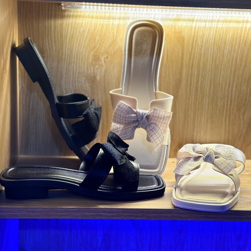 Dép chữ H nữ pvc nơ vải dép nữ  đi mưa lội nước H nơ vải