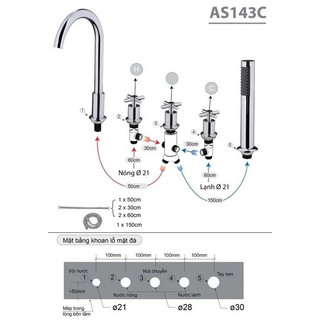Bộ Vòi Sen Bồn Tắm CAESAR AS143C