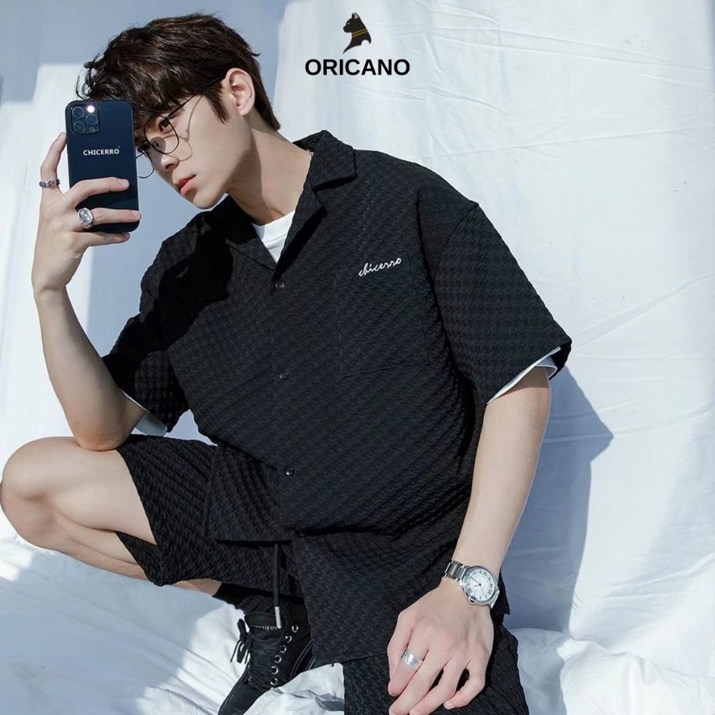 Đồ Bộ Nam ORICANO Cổ Bẻ Chất Vải Cotton Ô vuông Cao Cấp Oversize Thoáng Mát