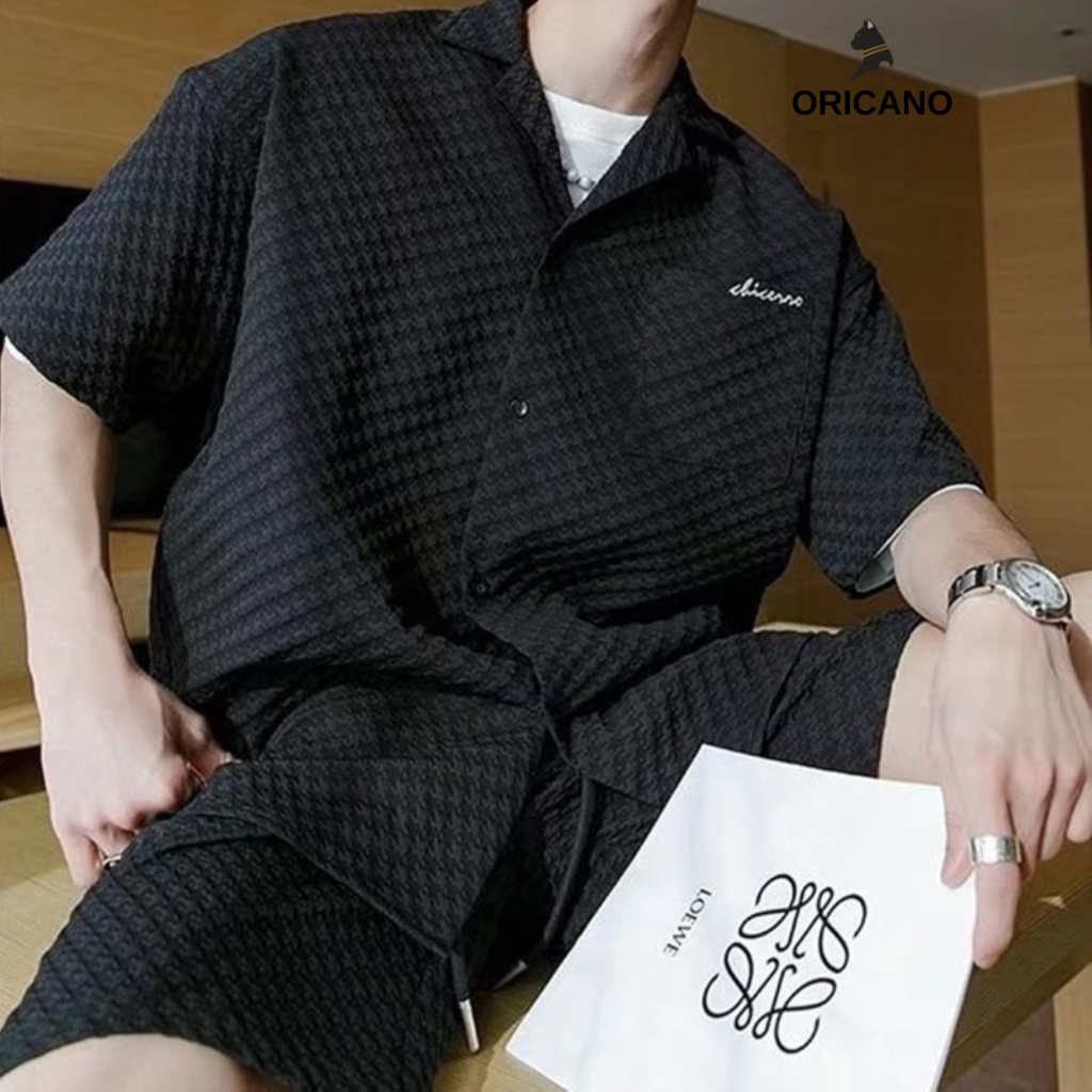 Đồ Bộ Nam ORICANO Cổ Bẻ Chất Vải Cotton Ô vuông Cao Cấp Oversize Thoáng Mát