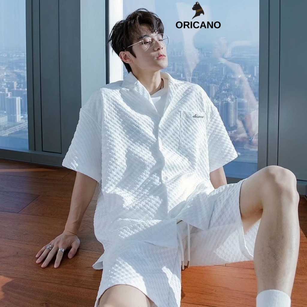 Đồ Bộ Nam ORICANO Cổ Bẻ Chất Vải Cotton Ô vuông Cao Cấp Oversize Thoáng Mát