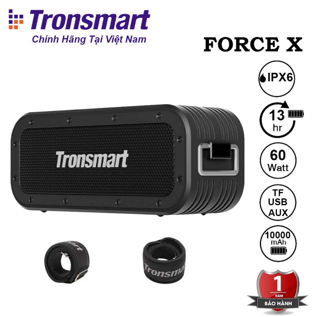 Tronsmart Force X - Loa Bluetooth 5.0 Tronsmart Force X Công Suất 60W, Chống Nước IPX6, 13 Giờ chơi nhạc - Chính Hãng