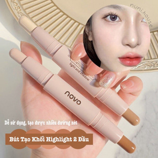 [Hàng mới về] NOVO Bút Highlight Tạo Khối 2 Đầu Dạng Thỏi Kem Bắt Sáng Tạo Khối Trang Điểm Gương Mặt 2 Trong 1