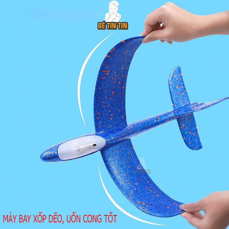 Loại lớn - Máy bay xốp 49x48cm Đồ chơi ném tay máy bay có đèn toàn thân cho bé