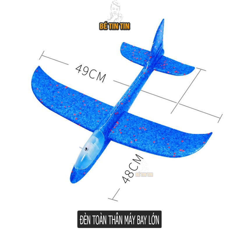 Loại lớn - Máy bay xốp 49x48cm Đồ chơi ném tay máy bay có đèn toàn thân cho bé