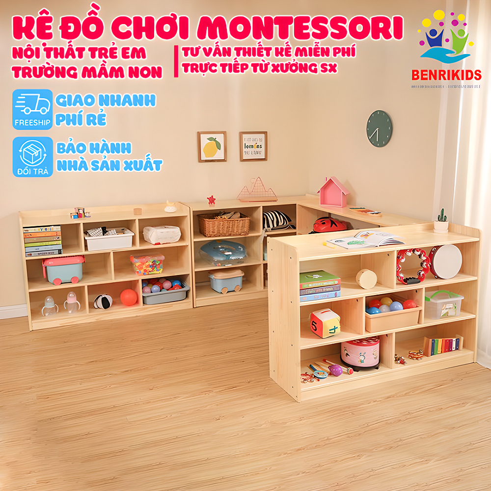 Kệ Đồ Chơi Montessori Trang Trí Nội Thất Trẻ Em,Trường Mầm Non Đựng Đồ Chơi Giá Sách Vât Dụng