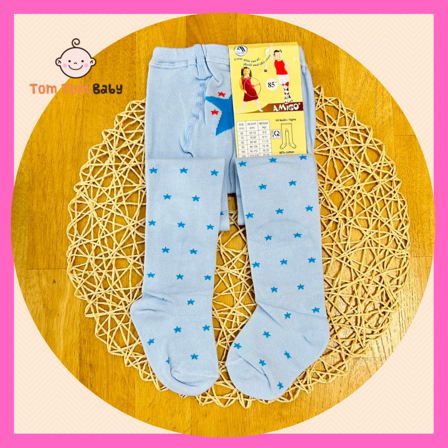 Quần tất ( 1 cái) cotton Thu Đông ấm áp  Amigo cho bé trai, bé gái, quần tất vải mềm, mịn, co giãn t