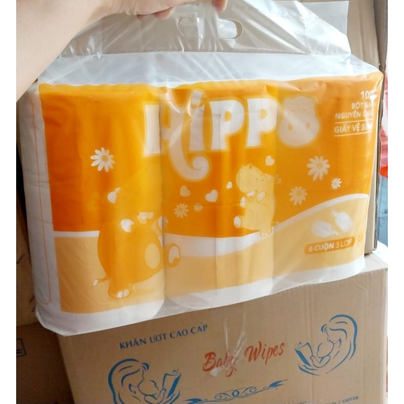 Lốc 6 cuộn giấy vệ sinh HIPPO Mềm Mịn Không Lõi