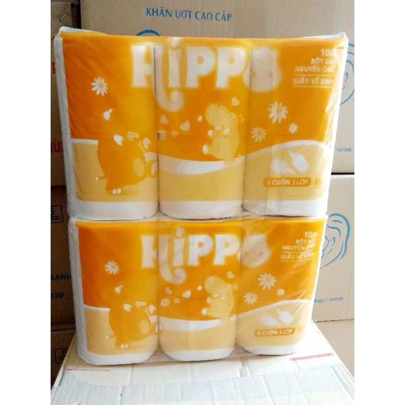 Lốc 6 cuộn giấy vệ sinh HIPPO Mềm Mịn Không Lõi