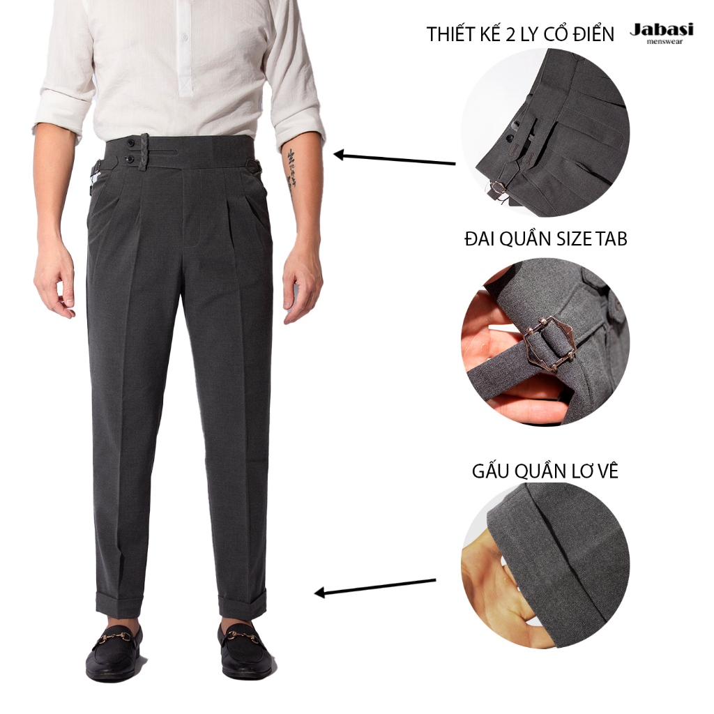 Quần tây nam cạp cao Jabasi menwear vải đẹp kiểu dáng hàn thiết kế trẻ trung tôn dáng chất liệu vải đẹp co giãn