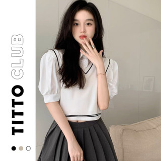 Set gile kèm áo sơ mi liền dáng croptop titto closet