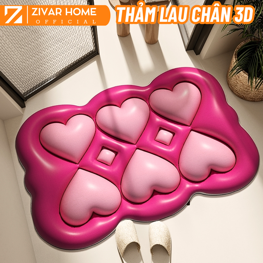 Thảm Chùi Chân In Hình 3D Siêu Cute  Thảm Lau Chân Thảm Bếp Thấm Nước  Thảm Chùi Chân Thấm Nước Nhanh Chóng Tiện Lợi