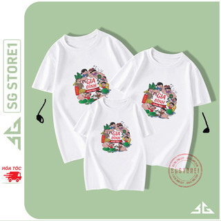Áo thun đồng phục gia đình mẫu đoàn viên màu trắng thun cotton mềm mịn đủ size bé trai gái SGY230