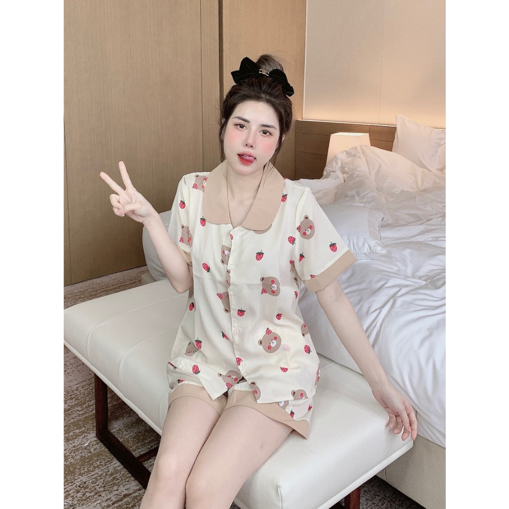 Đồ bộ ngủ lụa mango pijama nữ đùi cộc 40kg đến 58kg - COMEL