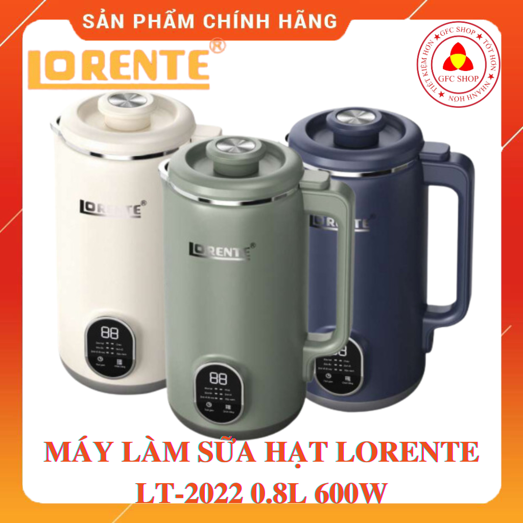 Máy xay nấu sữa hạt mini cao cấp Lorente LT-2022 600W dung tích 0.8 Lít, 6 lưỡi dao - 6 chức năng (Màu ngẫu nhiên)