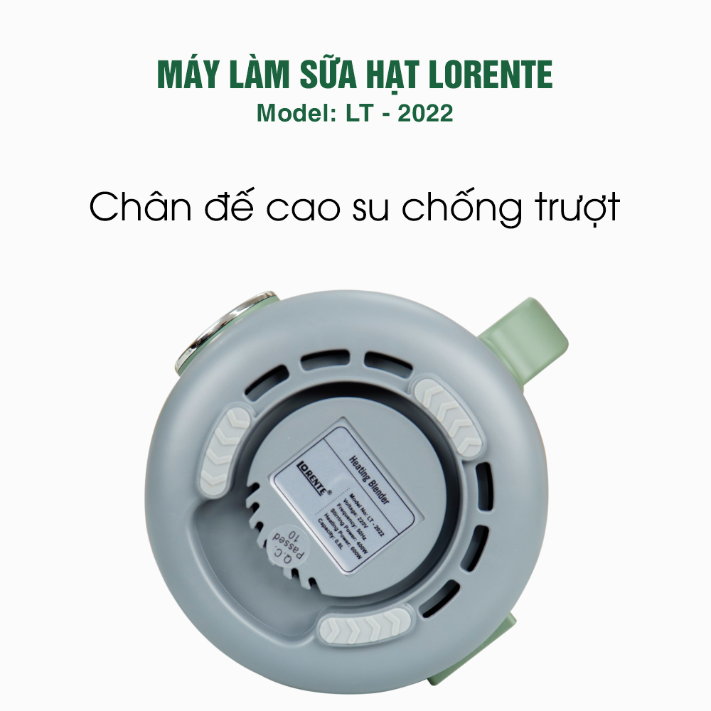 Máy xay nấu sữa hạt mini cao cấp Lorente LT-2022 600W dung tích 0.8 Lít, 6 lưỡi dao - 6 chức năng (Màu ngẫu nhiên)