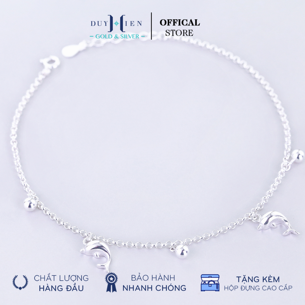 Lắc Chân Bạc Nữ Duy Hiển Nguyên Chất S990 Hình Cá Heo May Mắn