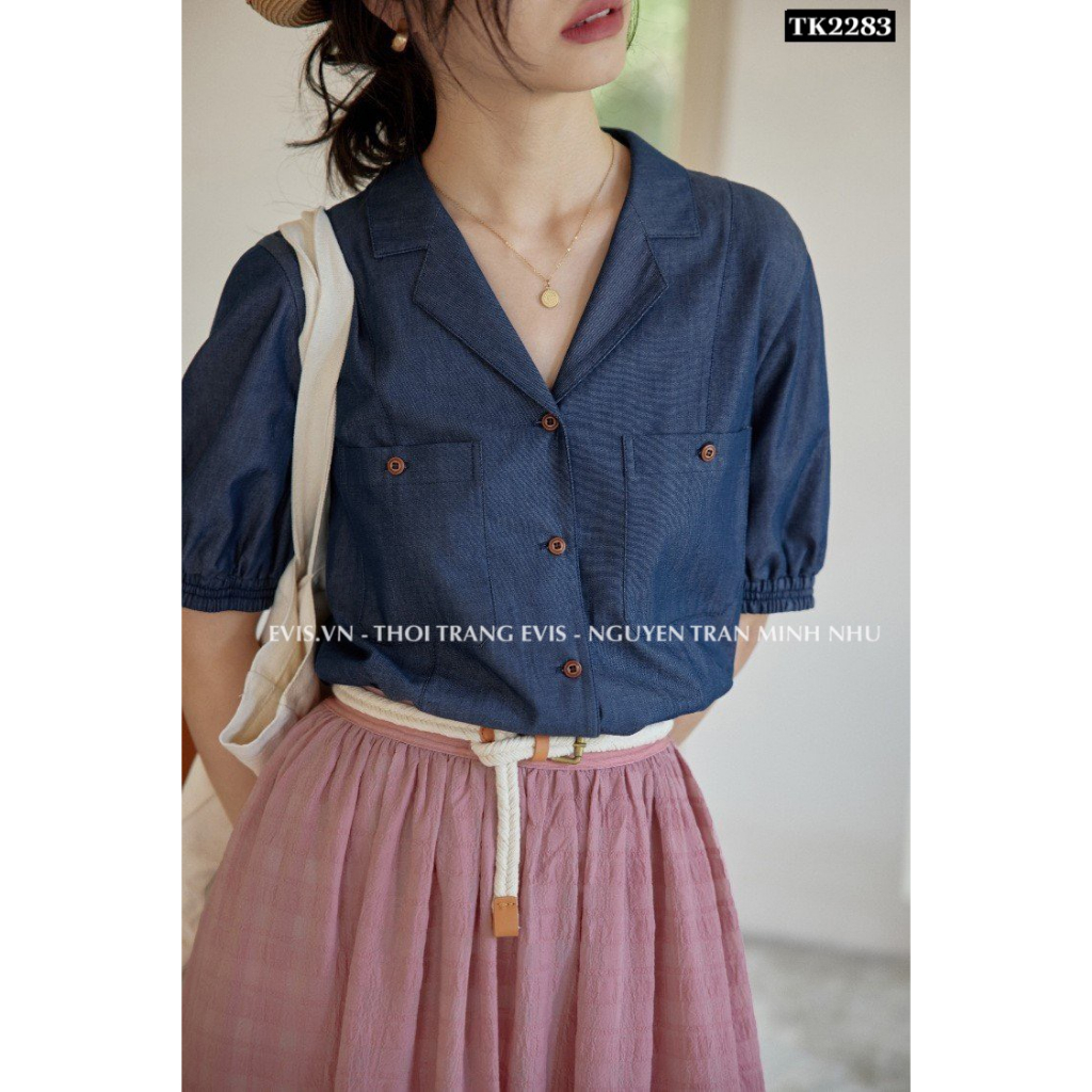 [EVIS.VN] Sơ mi chất liệu jean lụa trẻ trung phong cách TK2283
