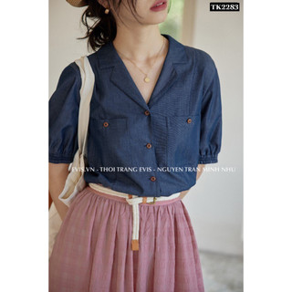 Sơ mi chất liệu jean lụa trẻ trung phong cách TK2283