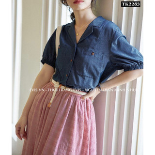 [EVIS.VN] Sơ mi chất liệu jean lụa trẻ trung phong cách TK2283