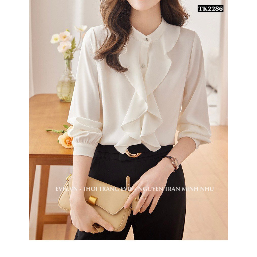 Áo sơ mi lụa cao cấp cổ bèo sang chảnh TK2286