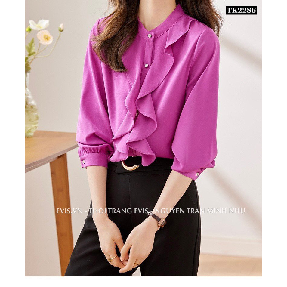 Áo sơ mi lụa cao cấp cổ bèo sang chảnh TK2286