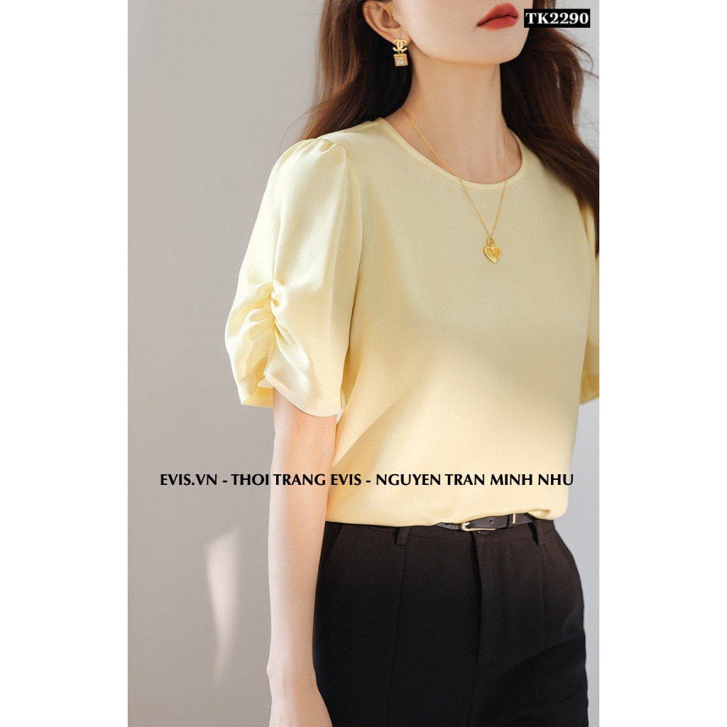 [EVIS.VN] Áo lụa công sở thiết kế nhún tay TK2290