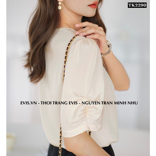 [EVIS.VN] Áo lụa công sở thiết kế nhún tay TK2290