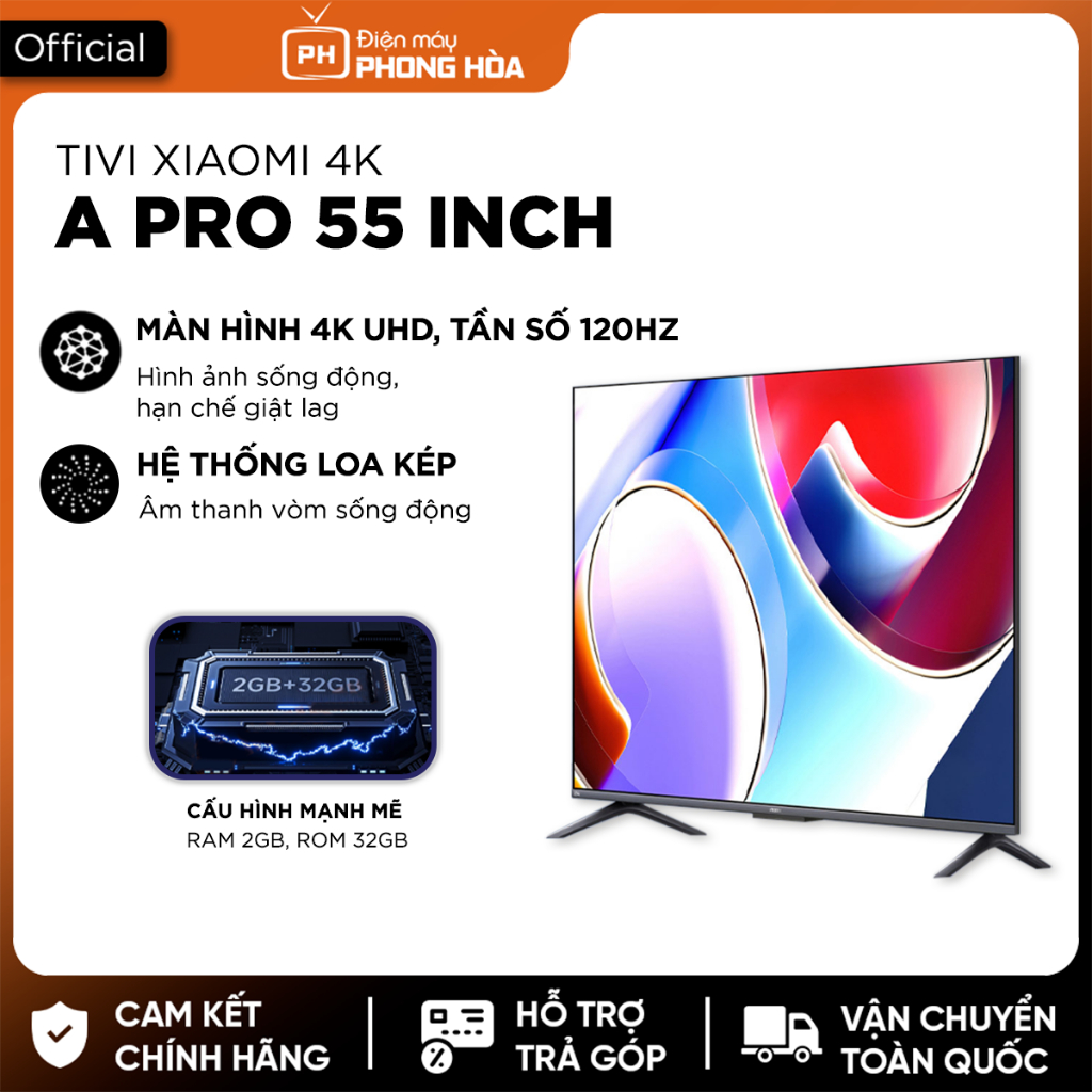Smart Tivi Xiaomi A Pro 43/55/65/75 Inch Tần số 120Hz, màn hình 4K- Bản nội địa