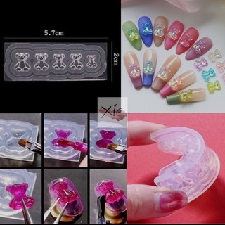 Khuôn silicon làm bột - Khuôn gấu, khuôn hoa, khuôn nơ, vỏ xò, tim, chữ cái dành cho nail móng <3