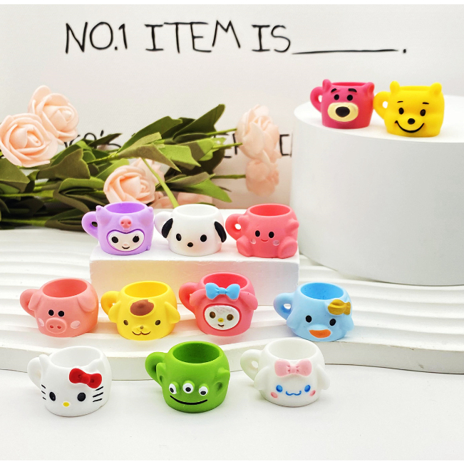 Mô hình cốc uống nước hình thú mini trang trí nhà búp bê, nhà mô hình OB11