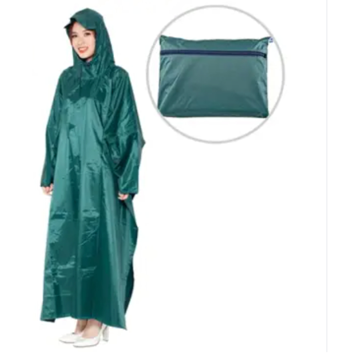 Áo Mưa Cánh Dơi Vải Dù Cao Cấp, Chống nước, siêu bền- Xanh Rêu
