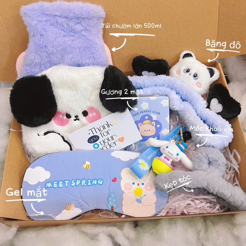 Bộ quà tặng cho bạn gái có túi chườm nóng lạnh đóng hộp quà dễ thương