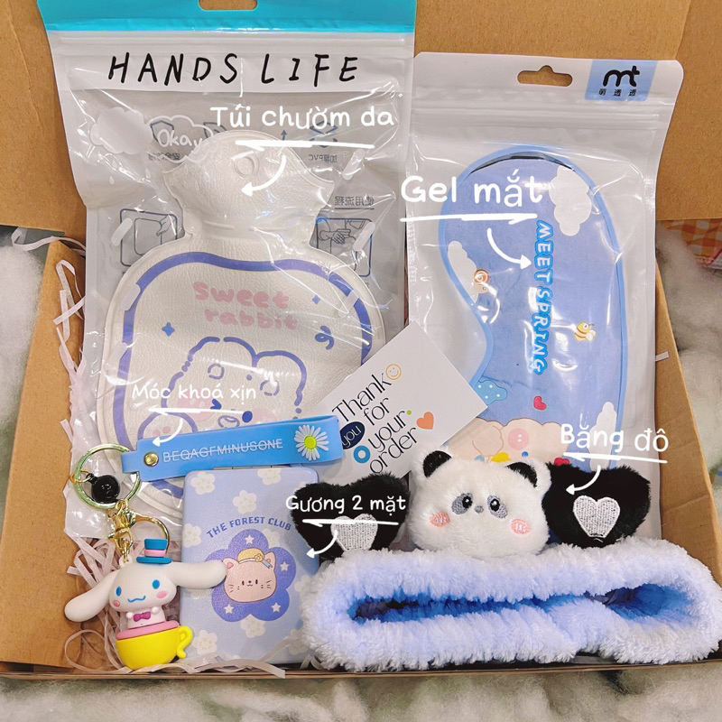 Bộ quà tặng cho bạn gái có túi chườm nóng lạnh đóng hộp quà dễ thương