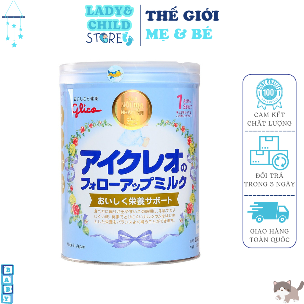 Sữa bột Glico 9 ⚡ CHÍNH HÃNG ⚡ Sữa Glico Icreo Nội địa Nhật lon 820gr số 1, dành cho bé từ 1-3 tuổi