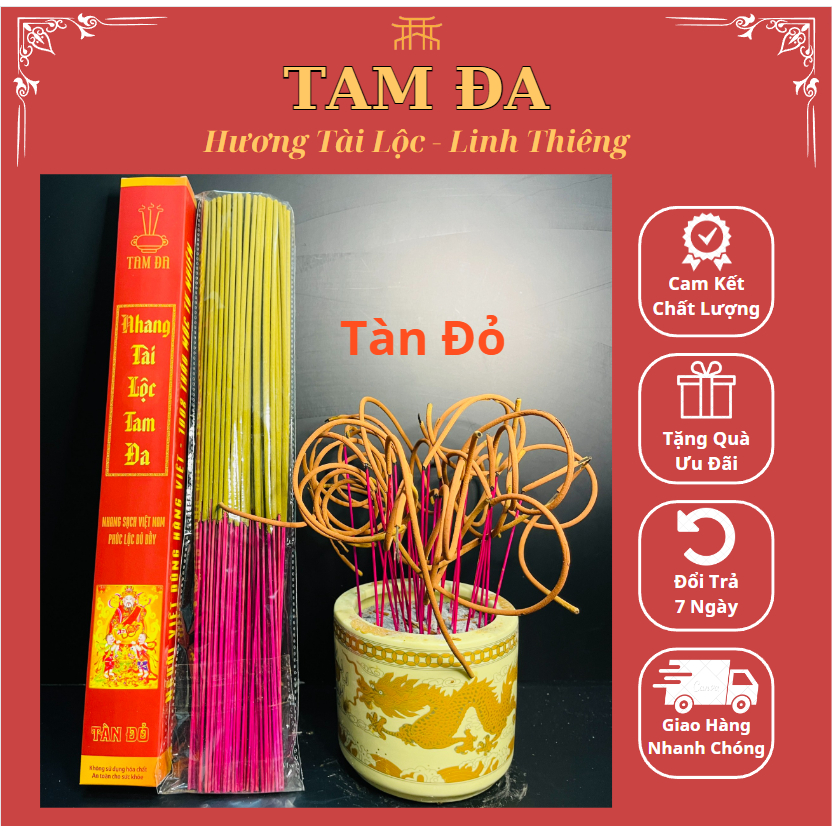 Hương Trầm Cuộn Tàn ĐỎ Nhang Tài Lộc Tam Đa hình số 6 - 100 nén