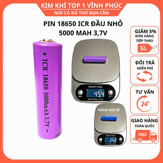 Pin sạc đèn pin ICR 18650 4,2V  5000mah đầu nhỏ