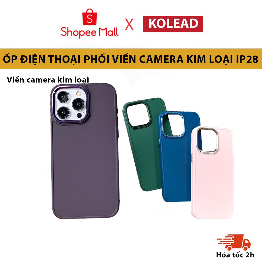 Ốp Điện Thoại màu trang nhã phối viền camera kim loại P28 KOLEAD Cho iPh 14 Pro Max plus 13 12 11 Pro Max