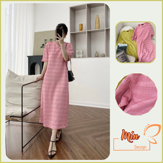 Đầm thun suông dáng dài Hồng baby M81 MIN Design, thiết kế xẻ gấu cực sang, chất cotton xốp mặt trong siêu mềm mịn