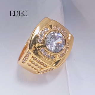  Nhẫn Nam Đính Đá Thanh Lịch Mạ Vàng 24k Edec - Nhẫn Thời Trang Nam Cao Cấp S224823 