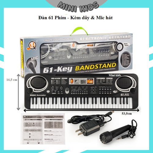 Đàn organ, đàn piano 61 phím cho bé - tặng kèm mic hát karaoke siêu cute sử dụng pin hoặc cắm điện trực tiếp