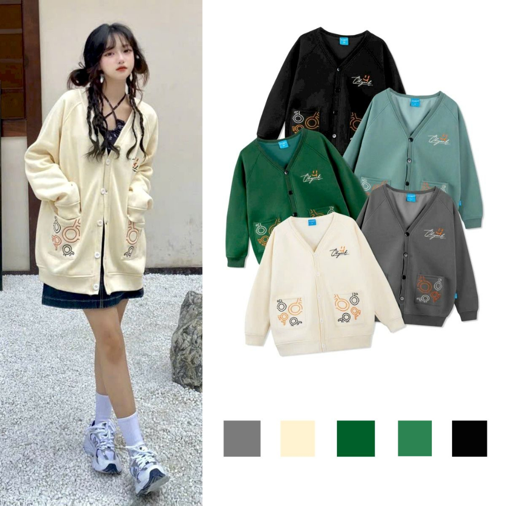 Áo Khoác Cardigan Nỉ Bông Oh Yeah Unisex Nhiều Màu tha hồ lựa chọn đi học đi chơi đều chống nắng tốt