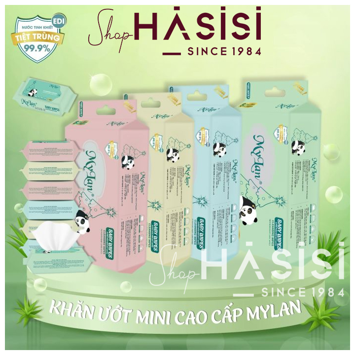 Khăn Ướt 64 Miếng MYLAN - Baby Wipes 8pcs x8