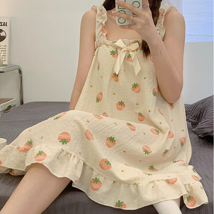 Váy Ngủ Nữ Hai Dây Bèo Xinh Xắn Hàng QC Cao Cấp Chất Mềm Mát, Thấm Hút Mồ Hôi [VN2303] | BigBuy360 - bigbuy360.vn